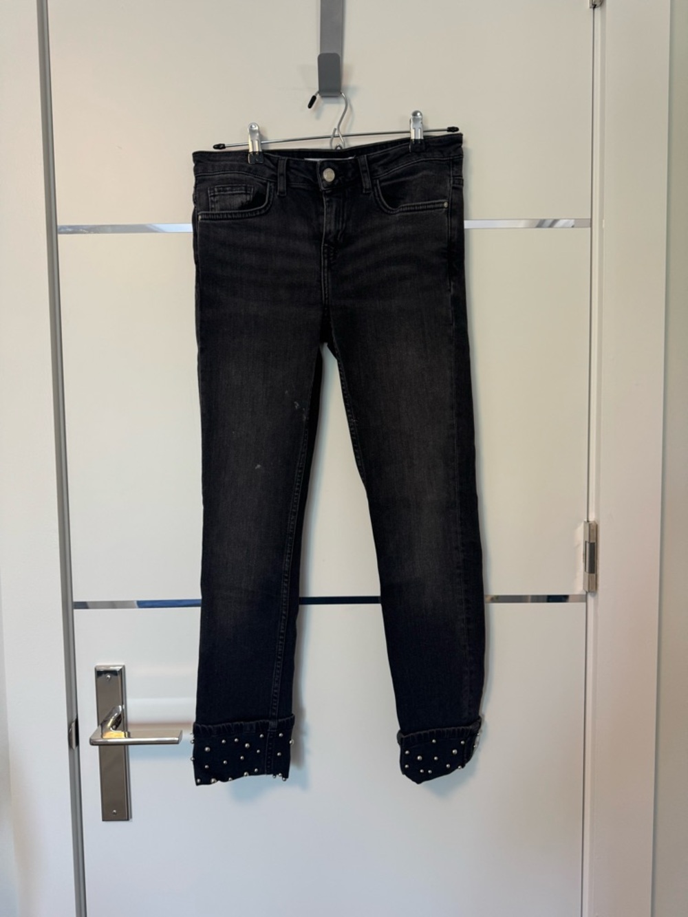 Black Skinny Jeans with Studded Cuff